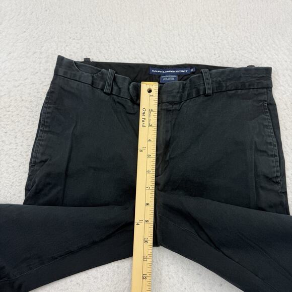 Ralph Lauren Pants Womens 10 Black Straight Leg Chino Cropped Mid Rise Preppy - Picture 6 of 10